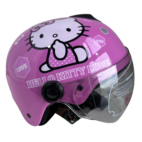 Mũ bảo hiểm nửa đầu có kính Hello kitty V&S màu Hồng nhạt - VS103KS - Phù hợp với bé dưới 18kg - vòng đầu 50-52cm