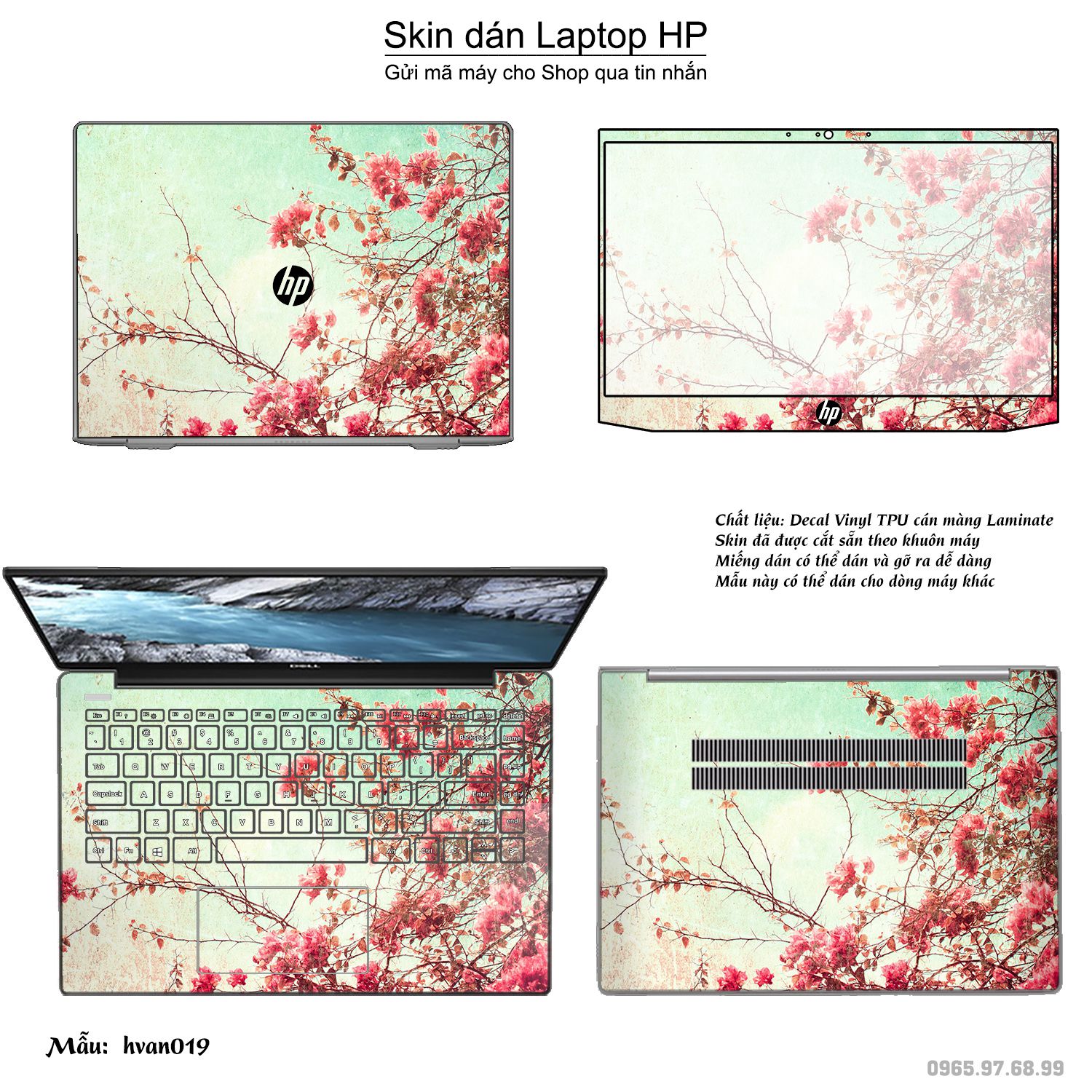 Decal Skin dán Laptop HP mẫu Hoa văn (inbox mã máy cho shop)