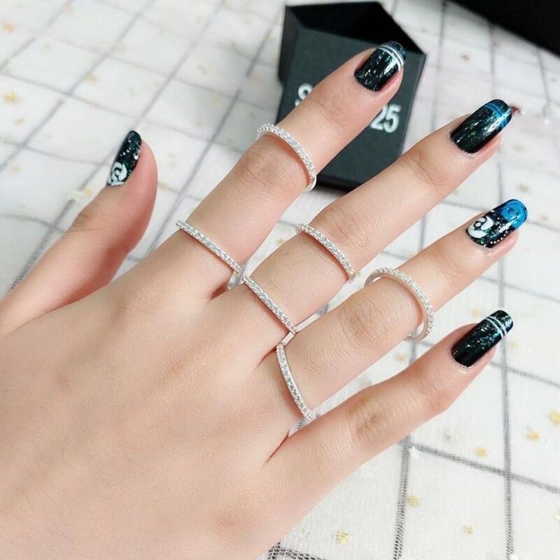 Nhẫn bạc nữ 1 hàng đá bạc ta - Nhẫn nữ bạc đẹp THJ