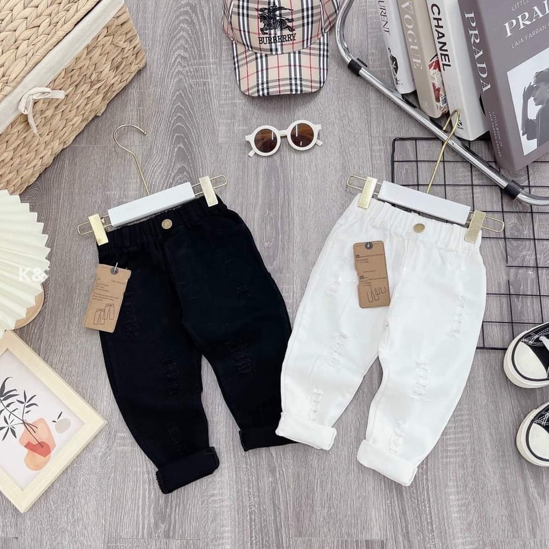 Quần kaki đen trắng rách loại đẹp