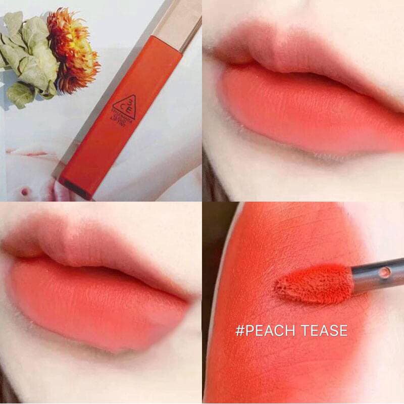 Son kem mịn lì 3CE Cloud Lip Tint, cam kết hàng chuẩn chính hãng, màu immanence, macaron red, live a little, needful, peach tease, blossom day, active lady