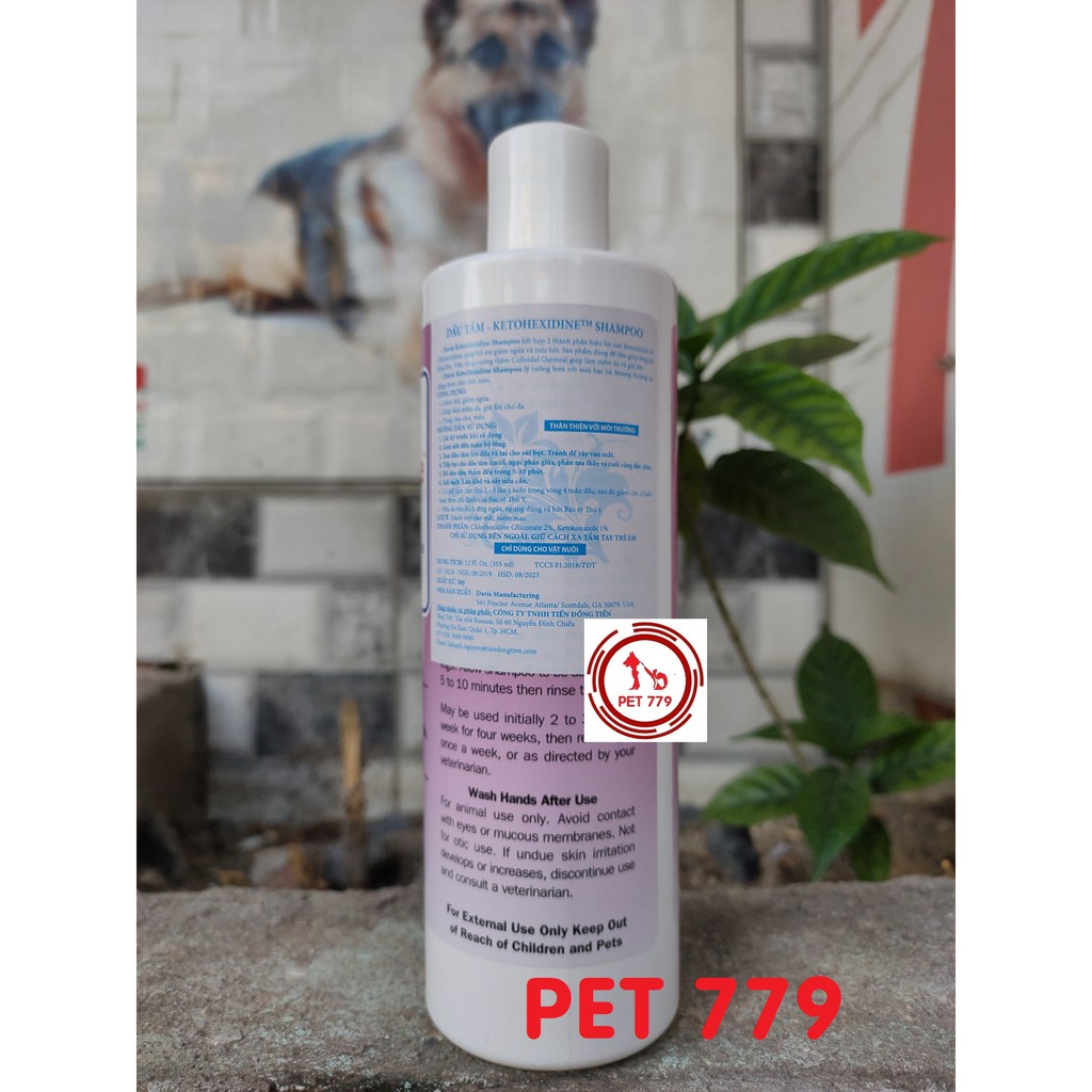[HCM]Sữa Tắm Viêm Da Davis Ketohexidine 355ml dành cho chó mèo