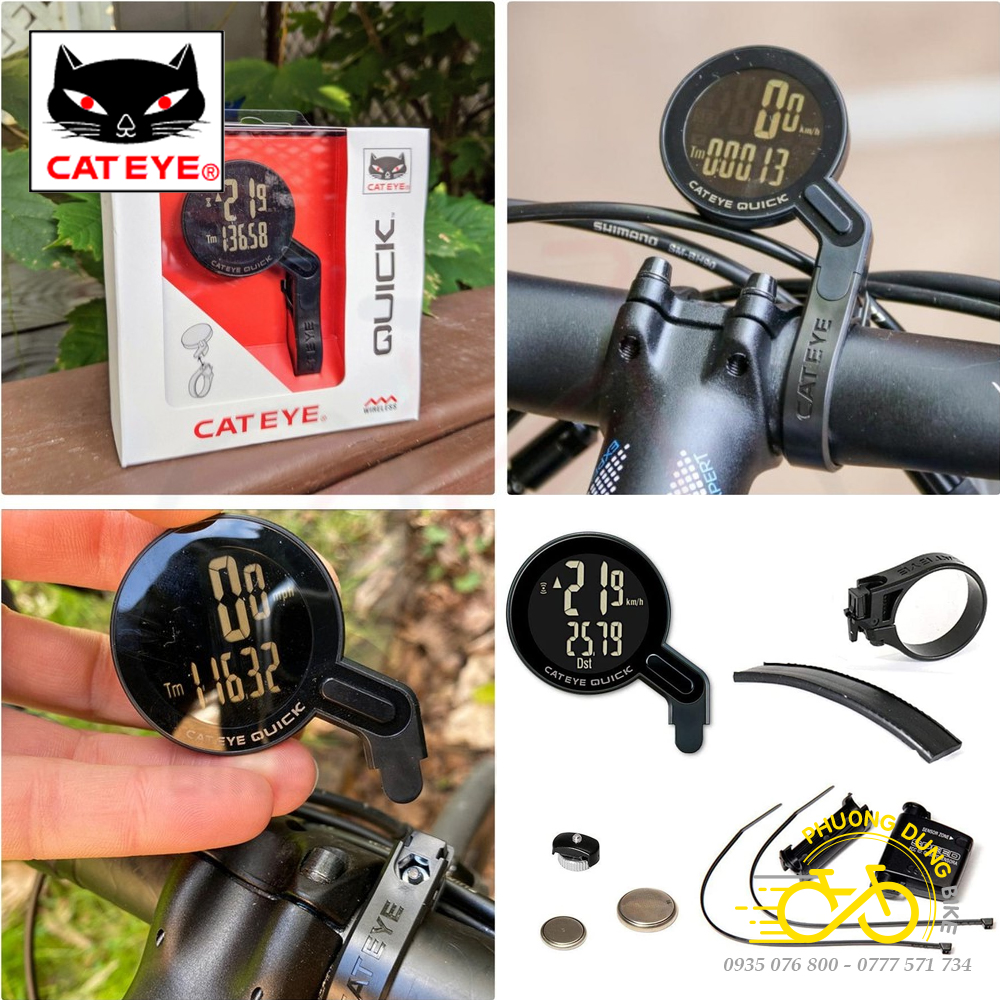 Đồng hồ đo tốc độ xe đạp không dây CATEYE QUICK CC-RS100W (Made in Japan)
