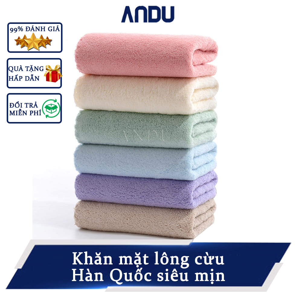 Khăn lau mặt hàn quốc siêu mềm mịn, khăn mặt lông cừu cao cấp