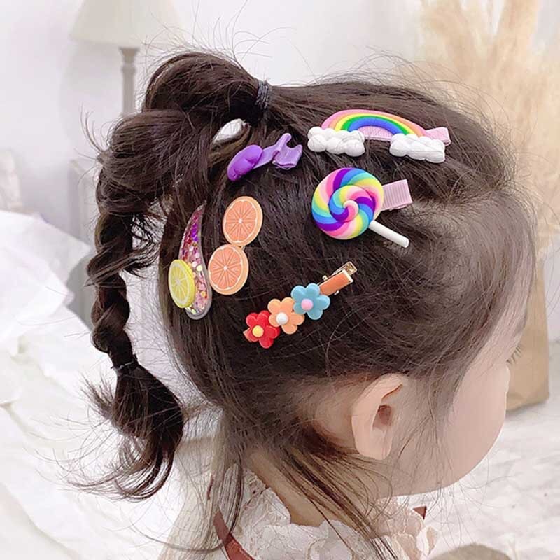 [HCM]HCM- Set 6 kẹp tóc cầu vồng kẹo mút phong cách Hàn Quốc xinh xắn dễ thương cho bé gái đáng yêu -Selenshop