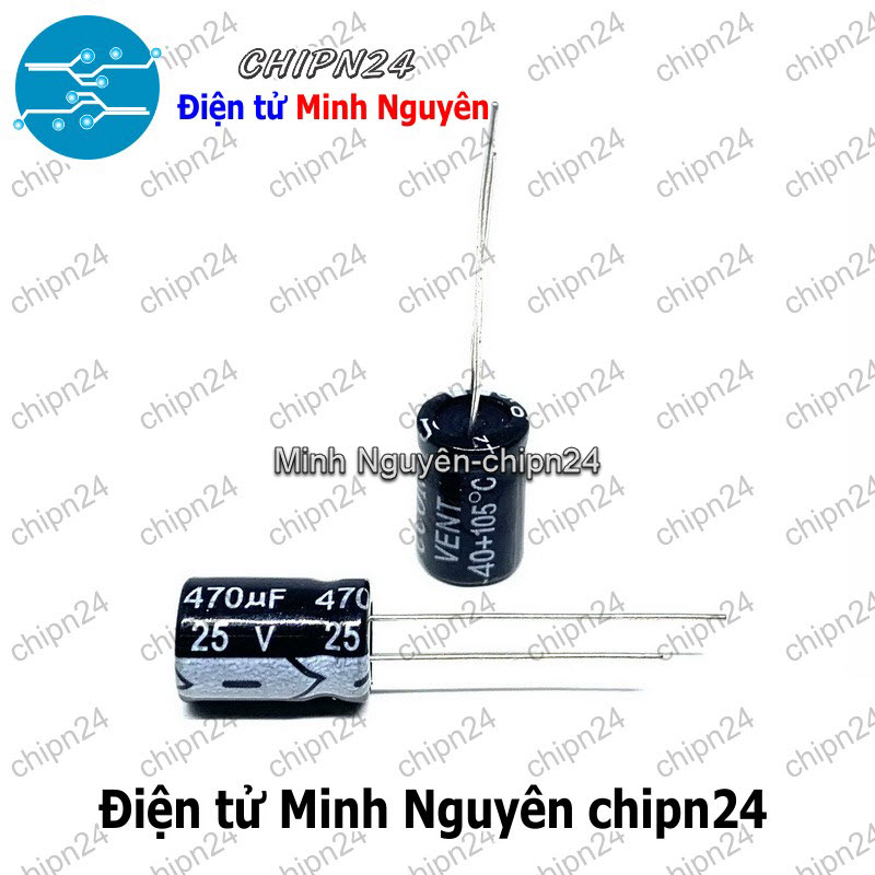 [5 con] (F256) Tụ hóa 470uF 25V Đen (8x12mm) - HH000715