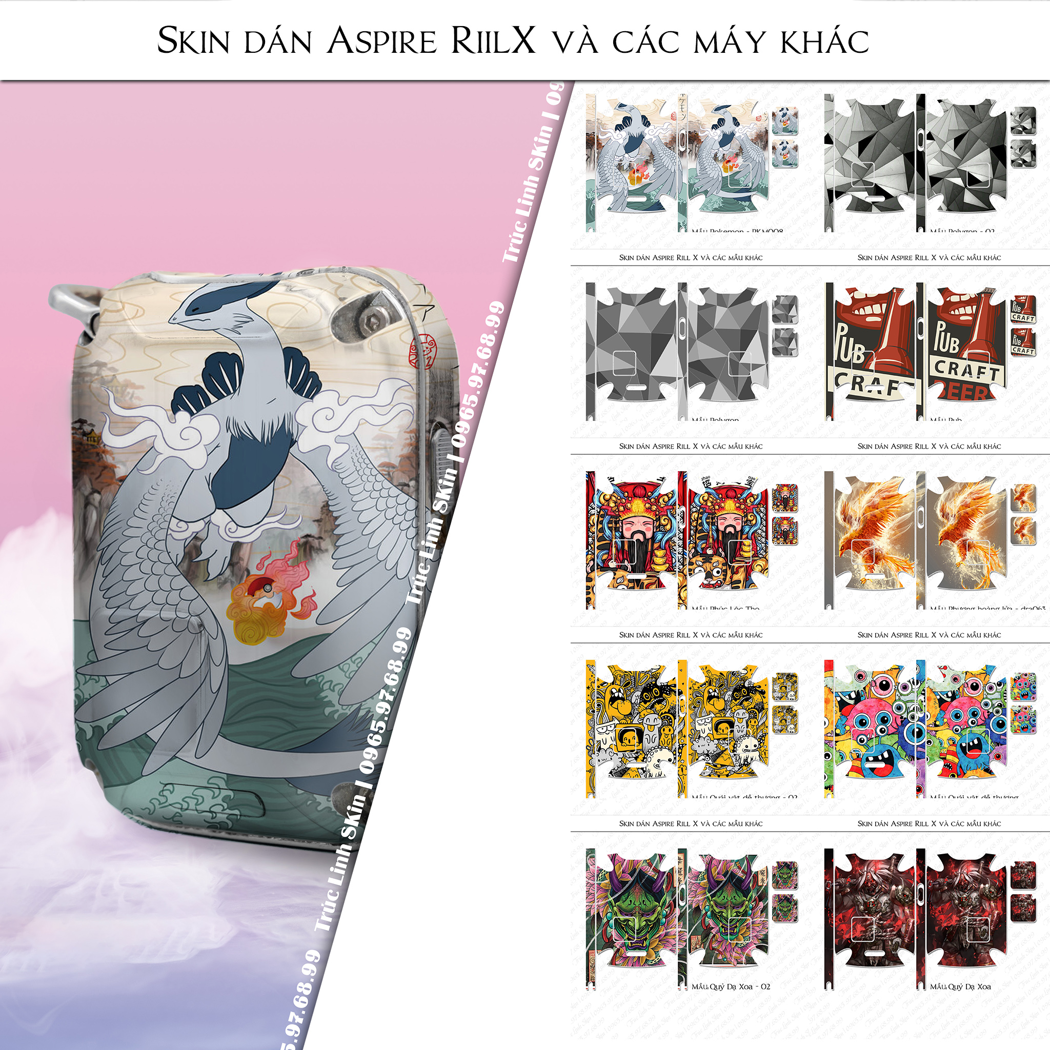 Miếng dán skin cho Riil X mẫu Polygon (decal dễ dán, đã cắt sẵn)