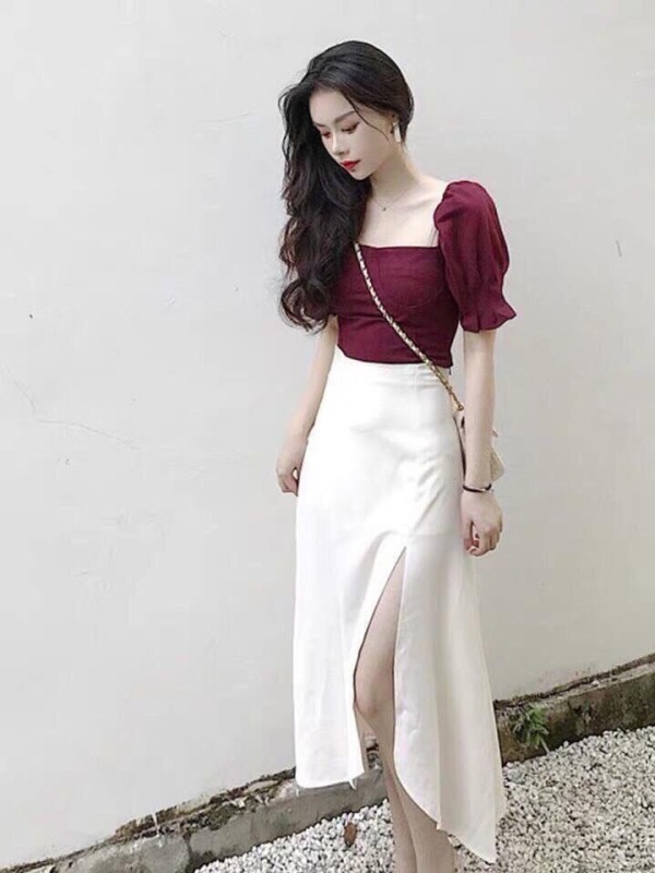 Sét áo và Chân Váy UMI có lót trẻ trung xinh xắn thanh lịch TD1510