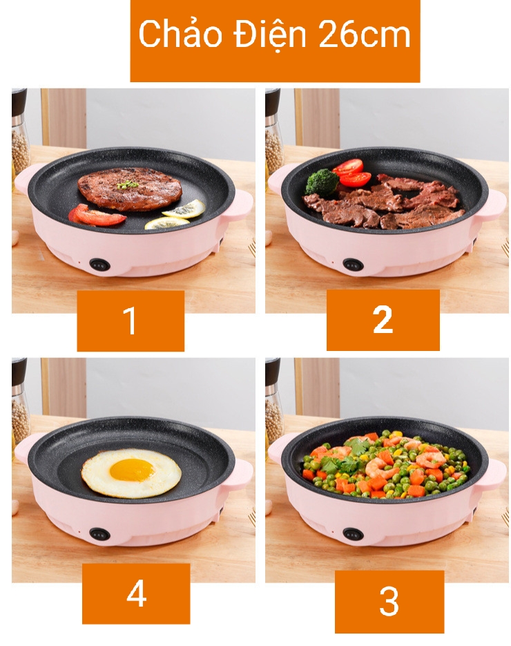 CHẢO NƯỚNG ĐIỆN ĐA NĂNG MINI 26CM (SIÊU HOT 2022)