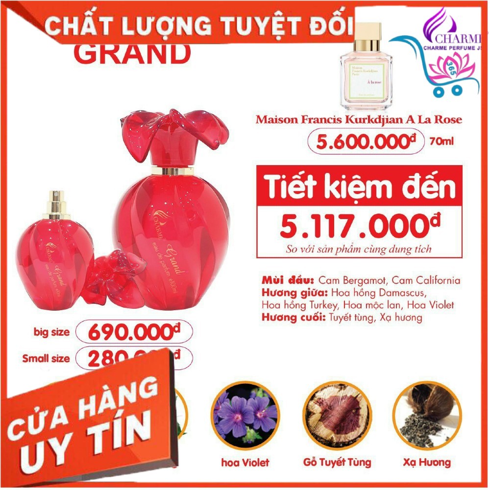 Nước hoa nữ grand chamme đỏ 10ml - 100ml sang trọng , tinh tế