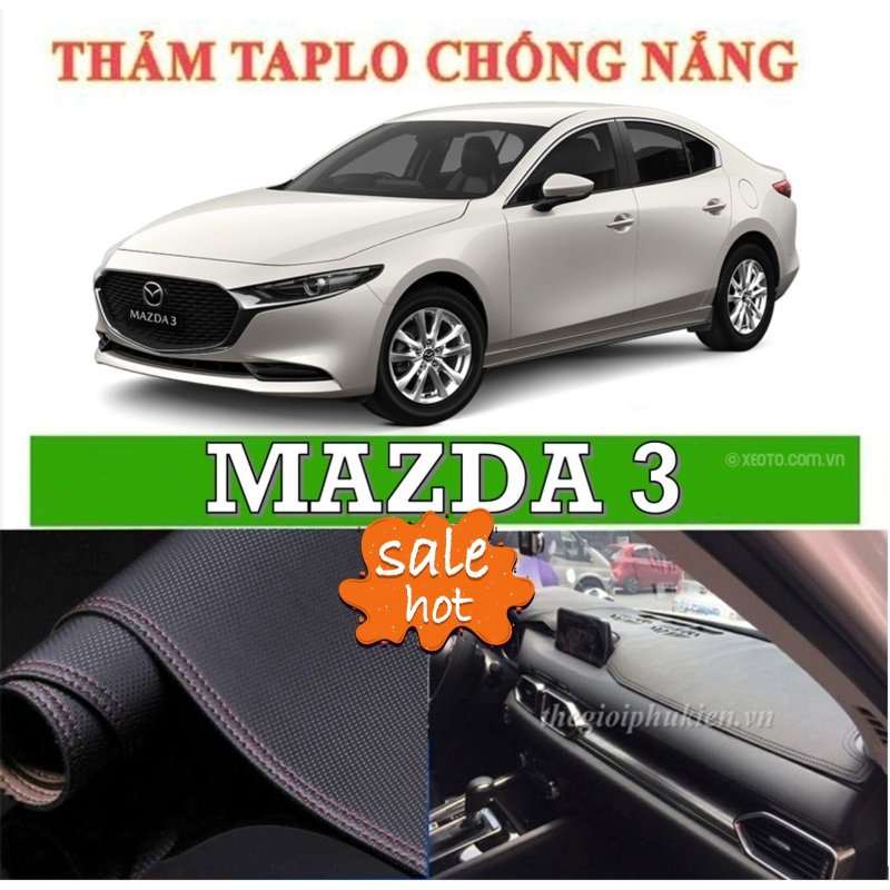 Thảm phủ taplo da xe Mazda 3 đời 2015 2019, thảm taplo da vân cacbon-Nhà Buôn Đồ Chơi Xe Hơi