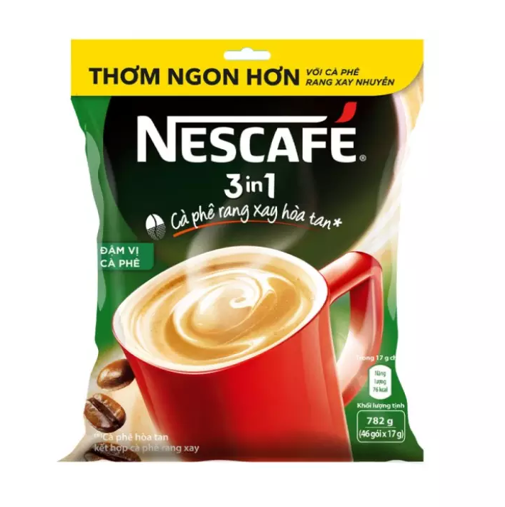 Nescafe 3in1 cà phê rang xay hòa tan đậm vị cà phê (bịch 46 gói x 17g)