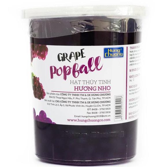 Thạch thủy tinh (hạt thủy tinh) Popball Hùng Chương nho Hộp 1kg uống trà, trà sữa