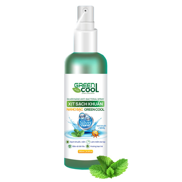 Xịt sạch khuẩn Nano Bạc Green Cool hương bạc hà