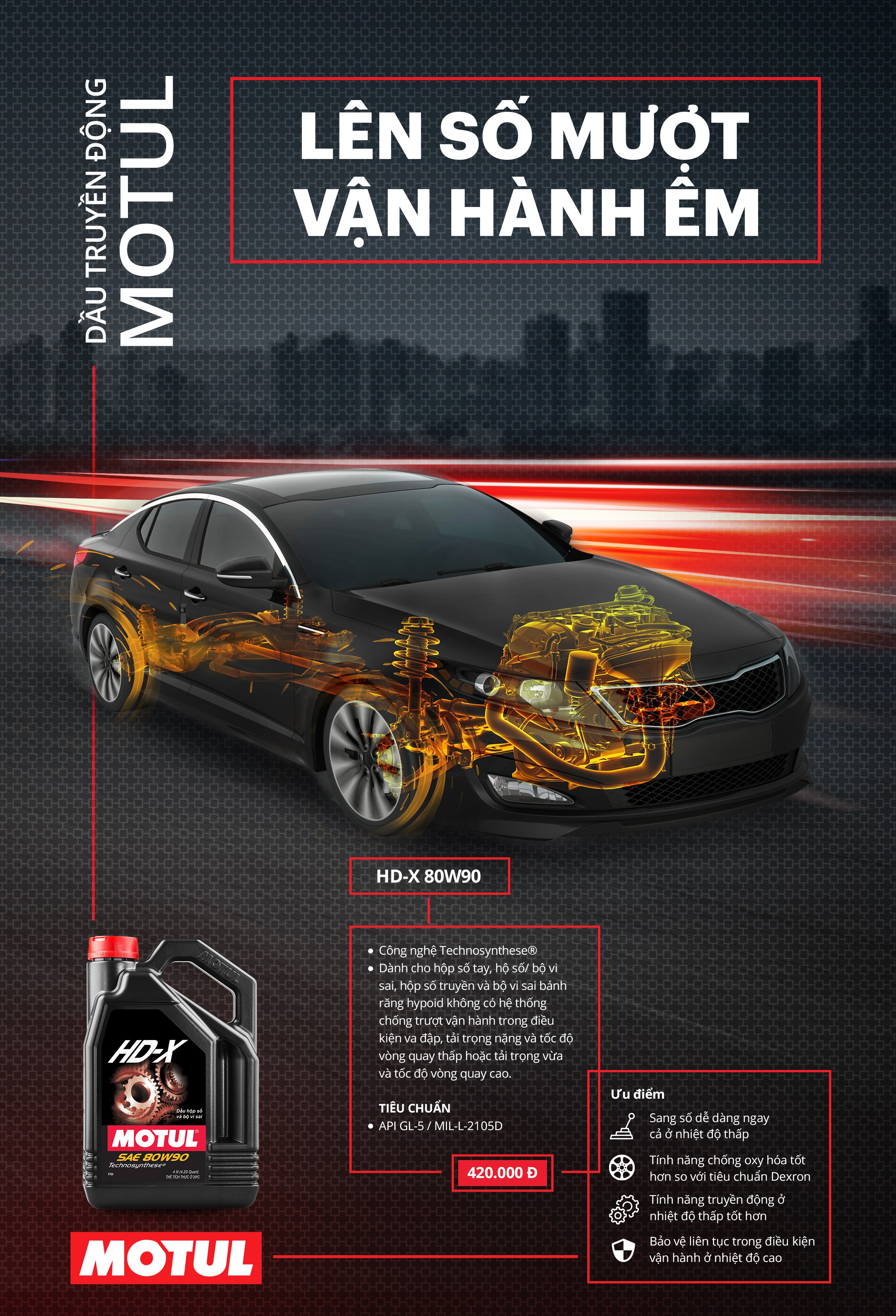 [HCM][Nhớt Hộp Số Sàn] Motul HD-X 80W-90 (4L)