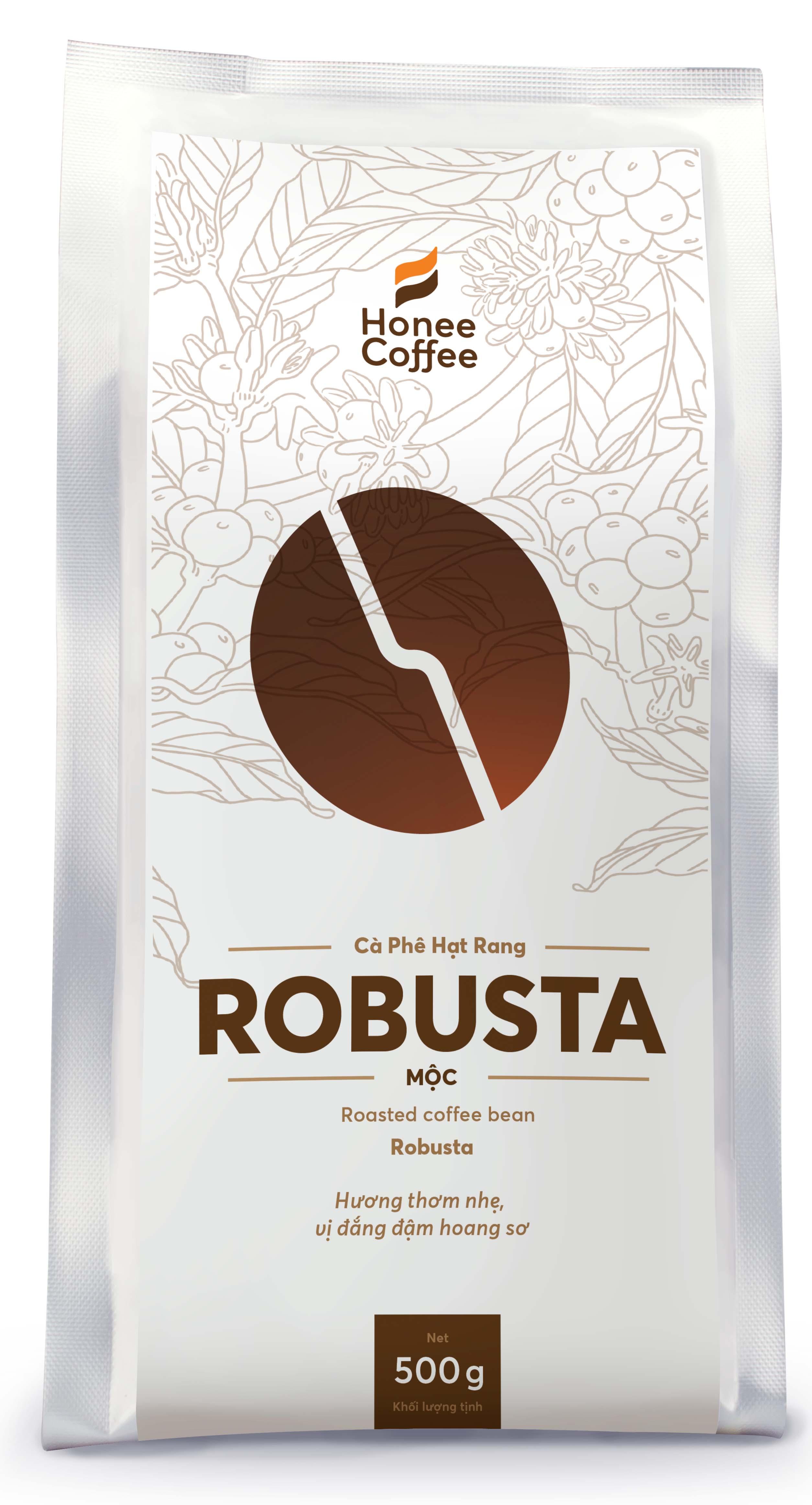 Cà Phê Hạt Rang Robusta Cơ Bản - 500g - Honee Coffee