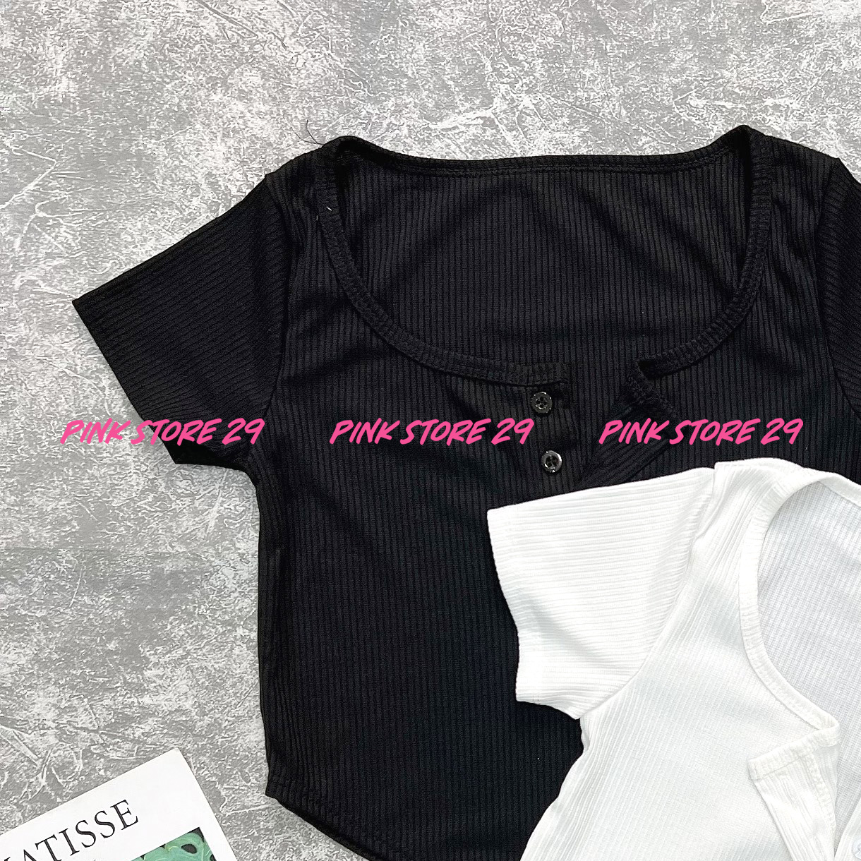 Áo Croptop Vạt Bầu Thun Gân Cúc Cài A5152