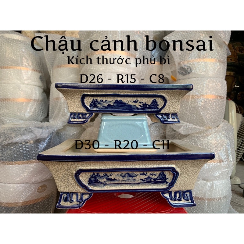 Chậu chữ nhật- Chậu trồng cây bonsai - chậu trồng sen đá - chậu cảnh bonsai