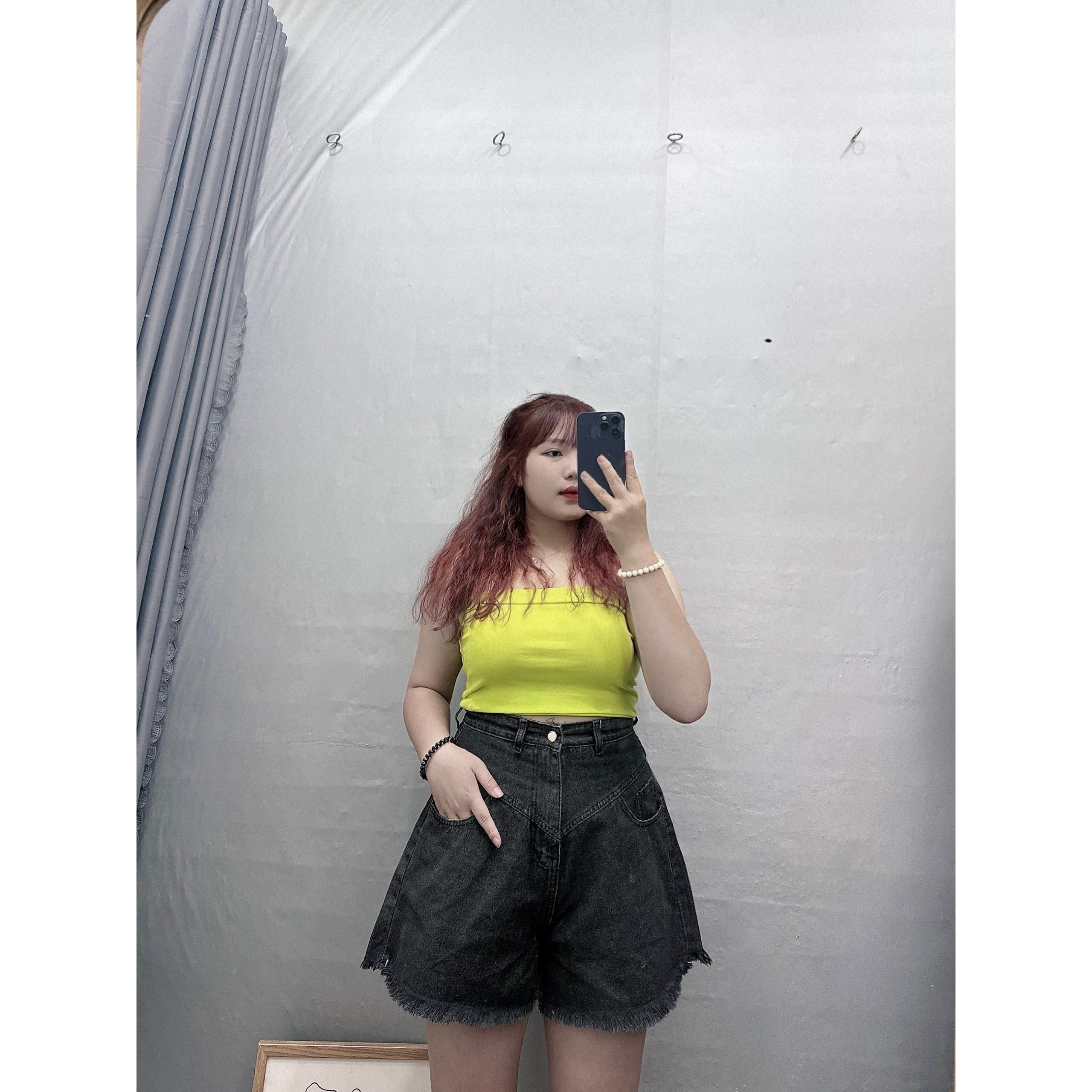 Quần Đùi Bò Cạp Cao Big Size Nữ,Quần Short Jean Bigsize Lưng Cao Dáng Xòe Chữ A Che Bụng Mã J5