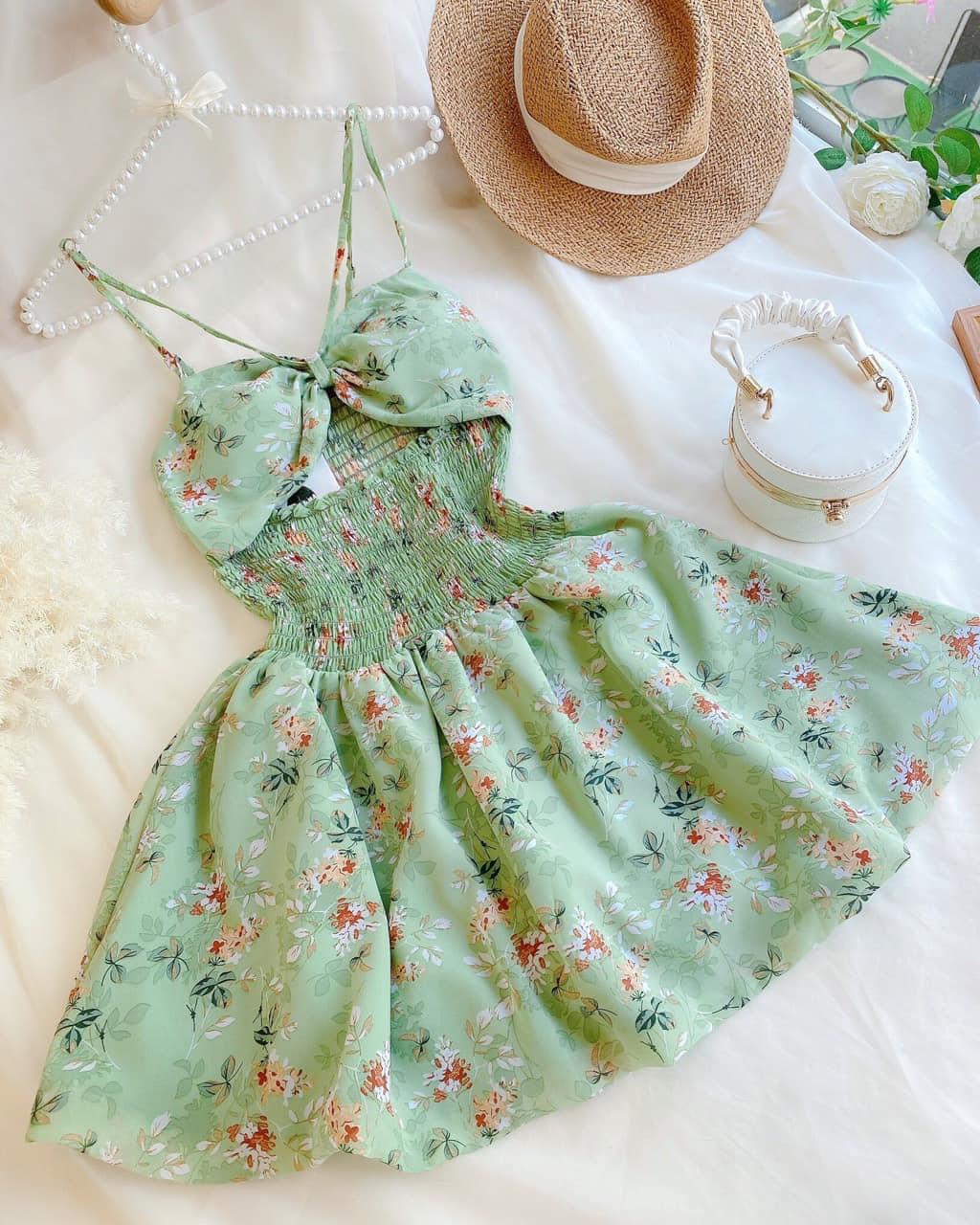 ĐẦM VOAN TIỂU THƯ CHẠY SMOCKING/ HOẠ TIẾT HOA, DỄ THƯƠNG, NỰ TÍNH, PHÙ HỢP CÁC DỊP ĐI CHƠI UP hhp