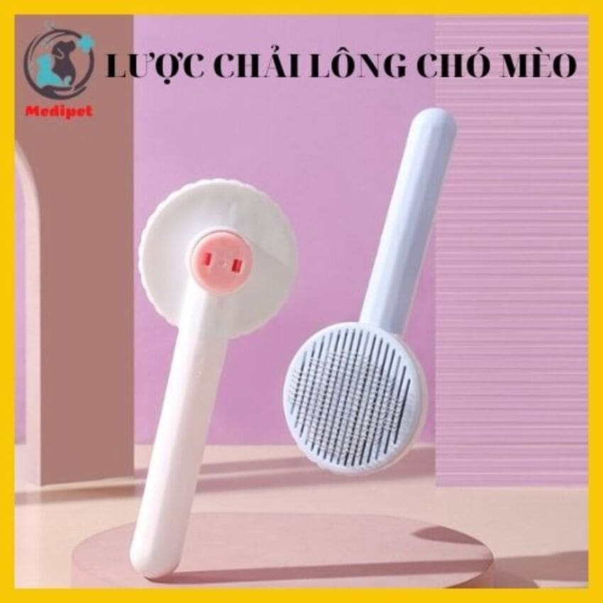 Lược chải lông chó mèo có nút bấm lấy lông đồ chải lông gỡ rối Pakeway cho chó poodle phốc sóc không làm đau da an toàn tiện lợi dễ dùng