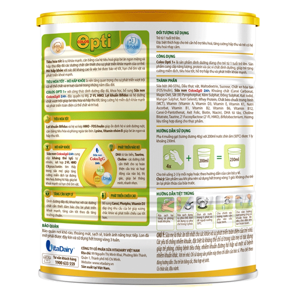 SPDD công thức Colos Opti 0+ 800g - S