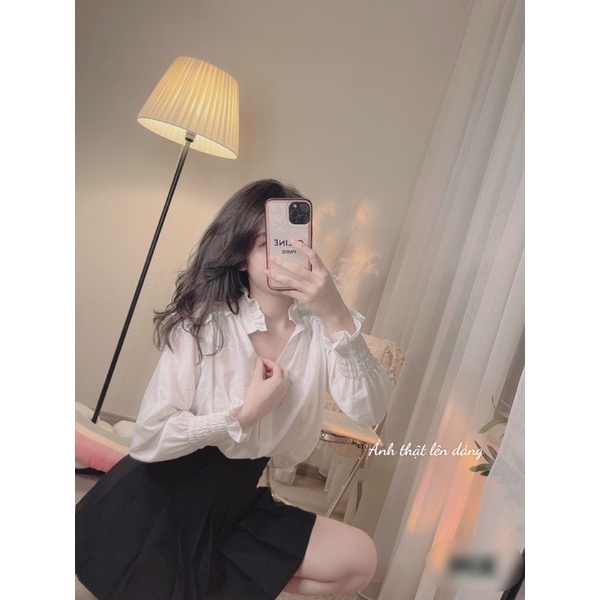 [ẢNH THẬT] Áo sơmi cổ tàu phối bèo NM