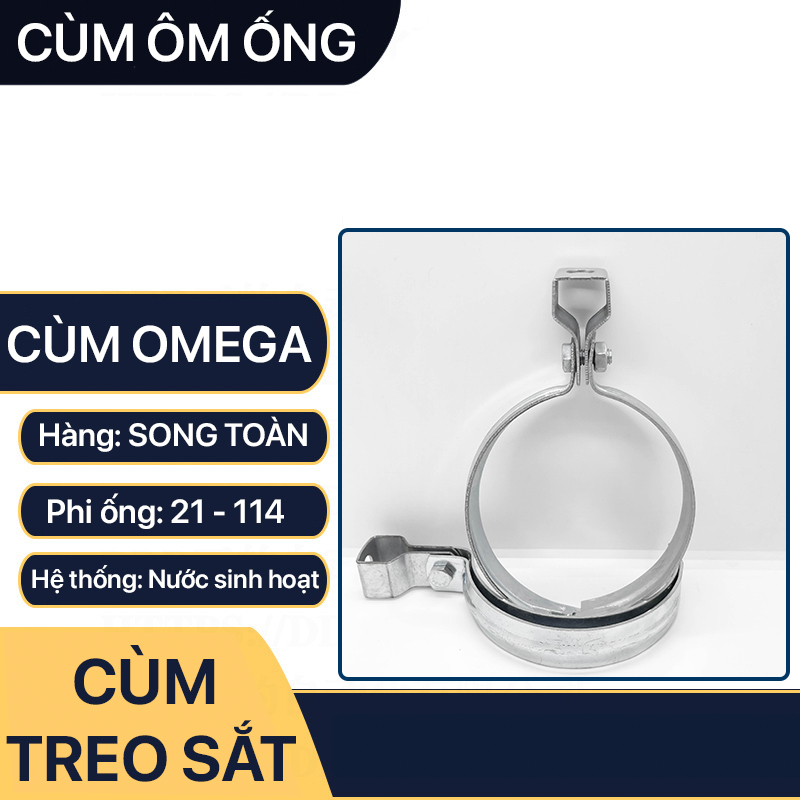 Cùm treo sắt, đai ôm ống sắt xi cố định đường ống treo tường - chất liệu sắt xi