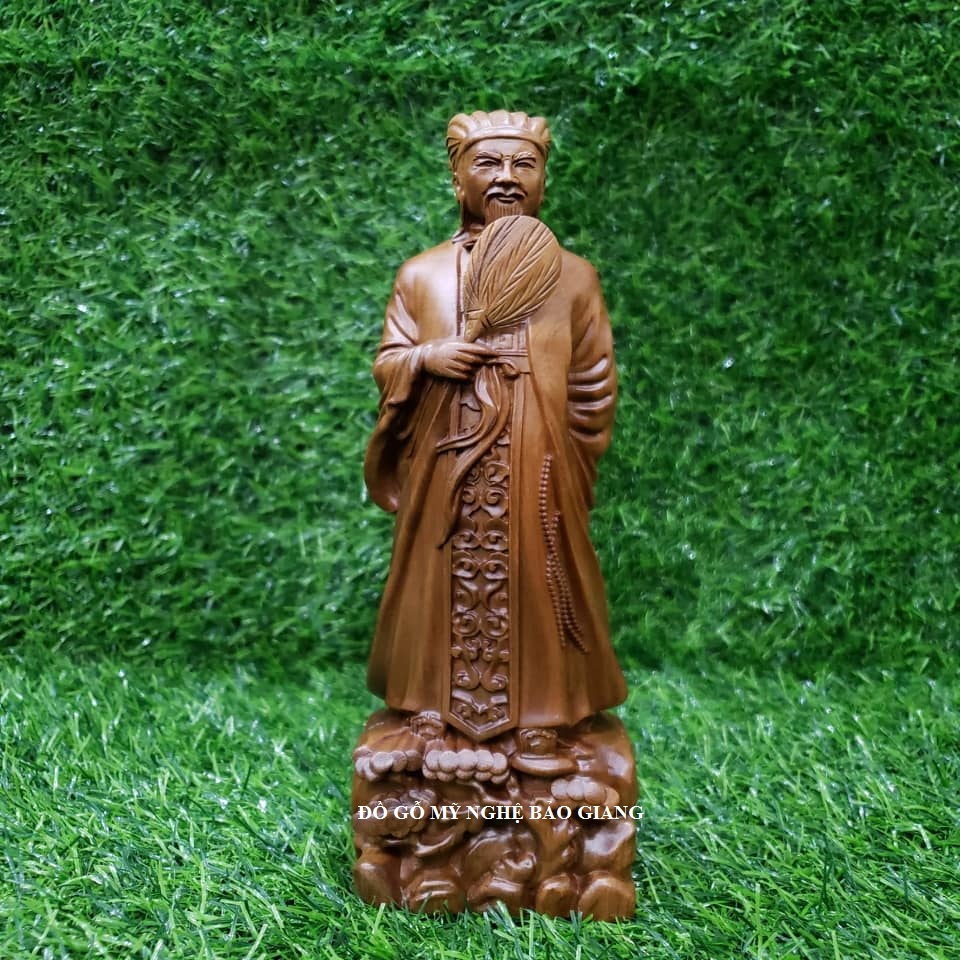 Tượng khổng minh gia cát lượng gỗ bách xanh mẫu mới 20cm
