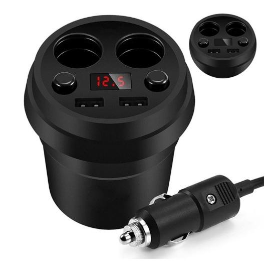 [Hỗ Trợ Lắp Đặt tại Hải Phòng] CỐC SẠC Ô TÔ HAI CỔNG USB - BỘ CHIA 2 TẨU SẠC TRÊN Ô TÔ CÓ ĐỒNG HỒ HIỂN THỊ ĐIỆN ÁP