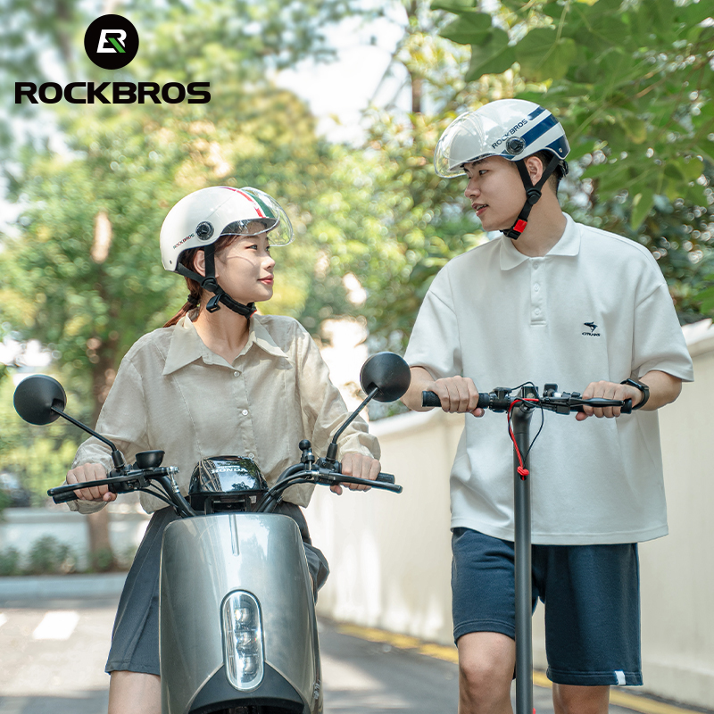 Mũ bảo hiểm điều chỉnh ROCKBROS nửa khuôn mặt với kính an toàn chống gió cho unisex khi đi xe máy/ xe đạp điện/ xe đạp leo núi-INTL
