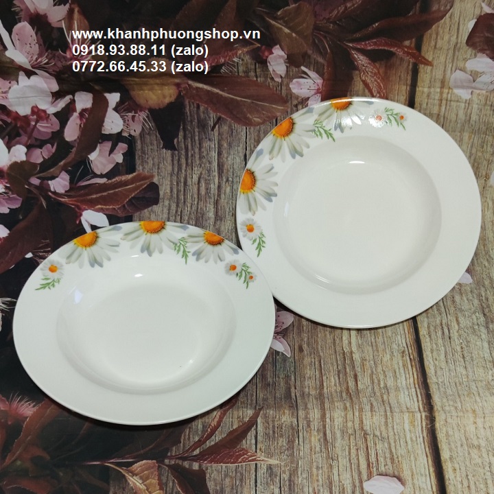 Combo 2 dĩa sứ lòng sâu  20cm- dĩa sứ sâu lòng