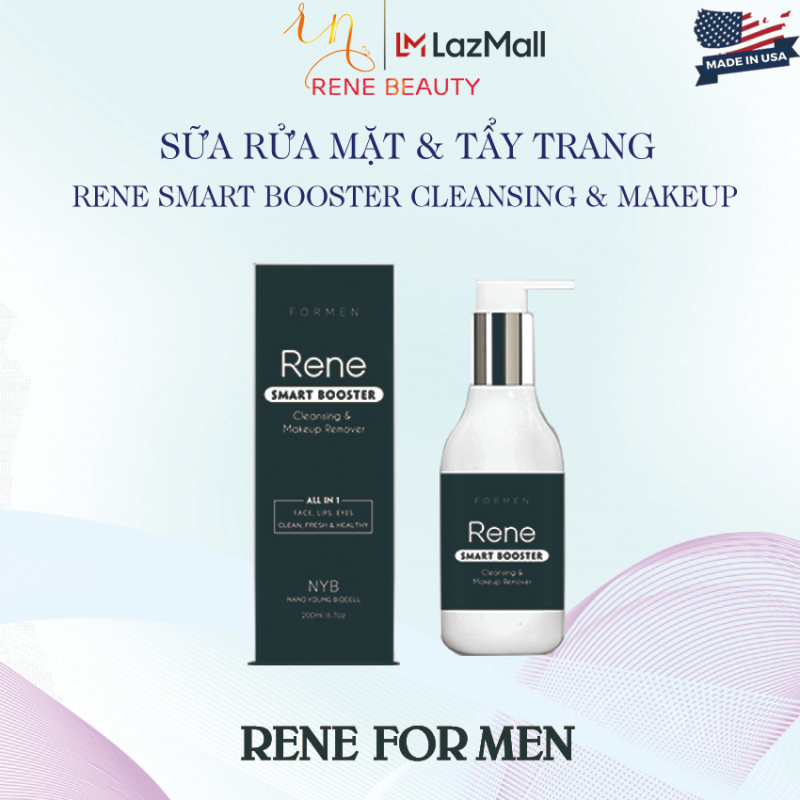 Sữa rửa mặt tẩy trang cho nam Rene Smart Booster Cleansing & Makeup Remover[Làm sạch & tẩy trang;Đào thải tạp chất;Thúc đẩy tái tạo tế bào collagen;Sáng da và cân bằng độ ẩm tự nhiên;Kháng viêm ngừa mụn] giá rẻ