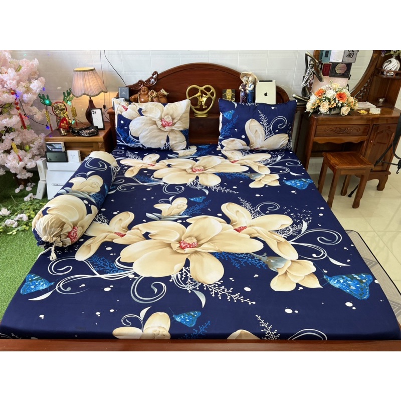 Bộ ga gối thun hàn quốc hoa sứ siêu sang ( nhận may theo yêu cầu)
