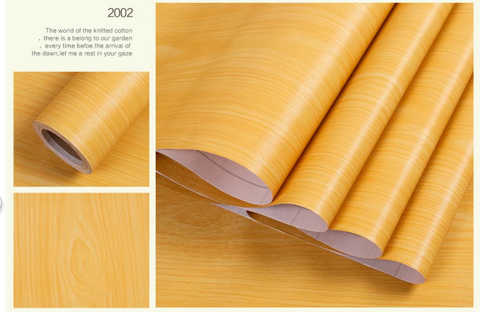 Cuộn 5m giấy dán tường giả ván vàng khổ 45cm
