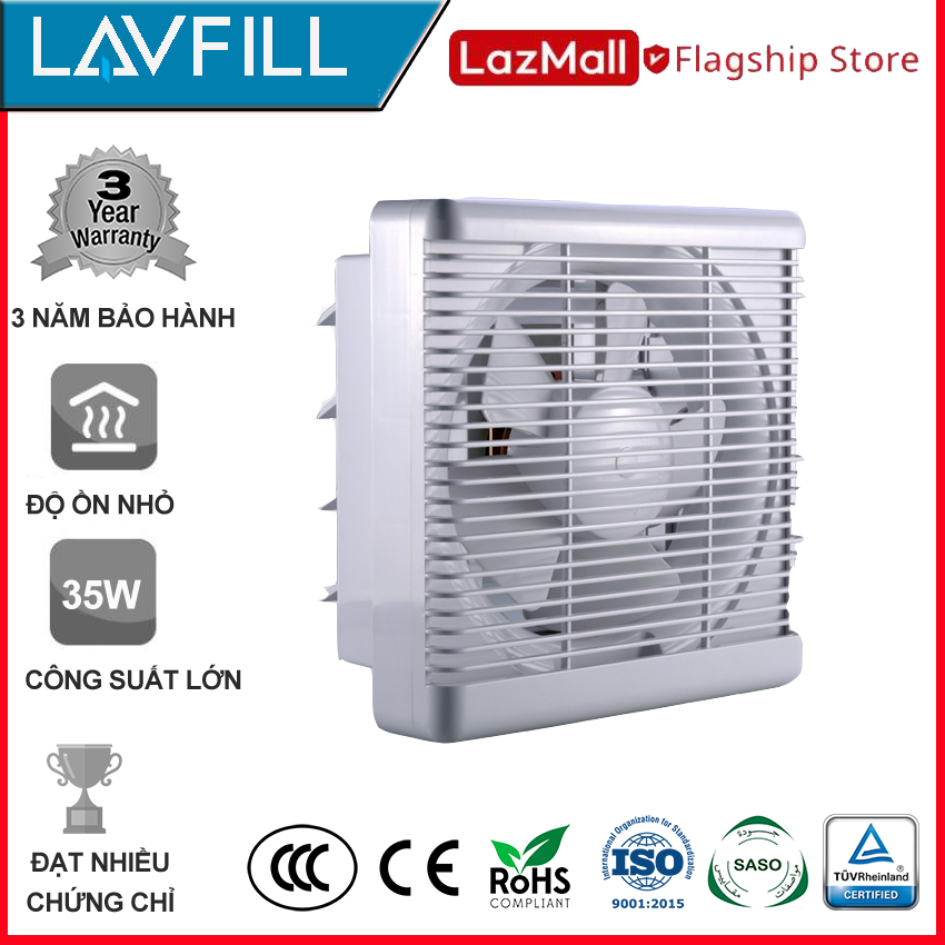 Quạt thông gió 2 chiều (HAI CHIỀU) 350x350mm, âm tường không ồn hãng LAVFILL LFW-25DK