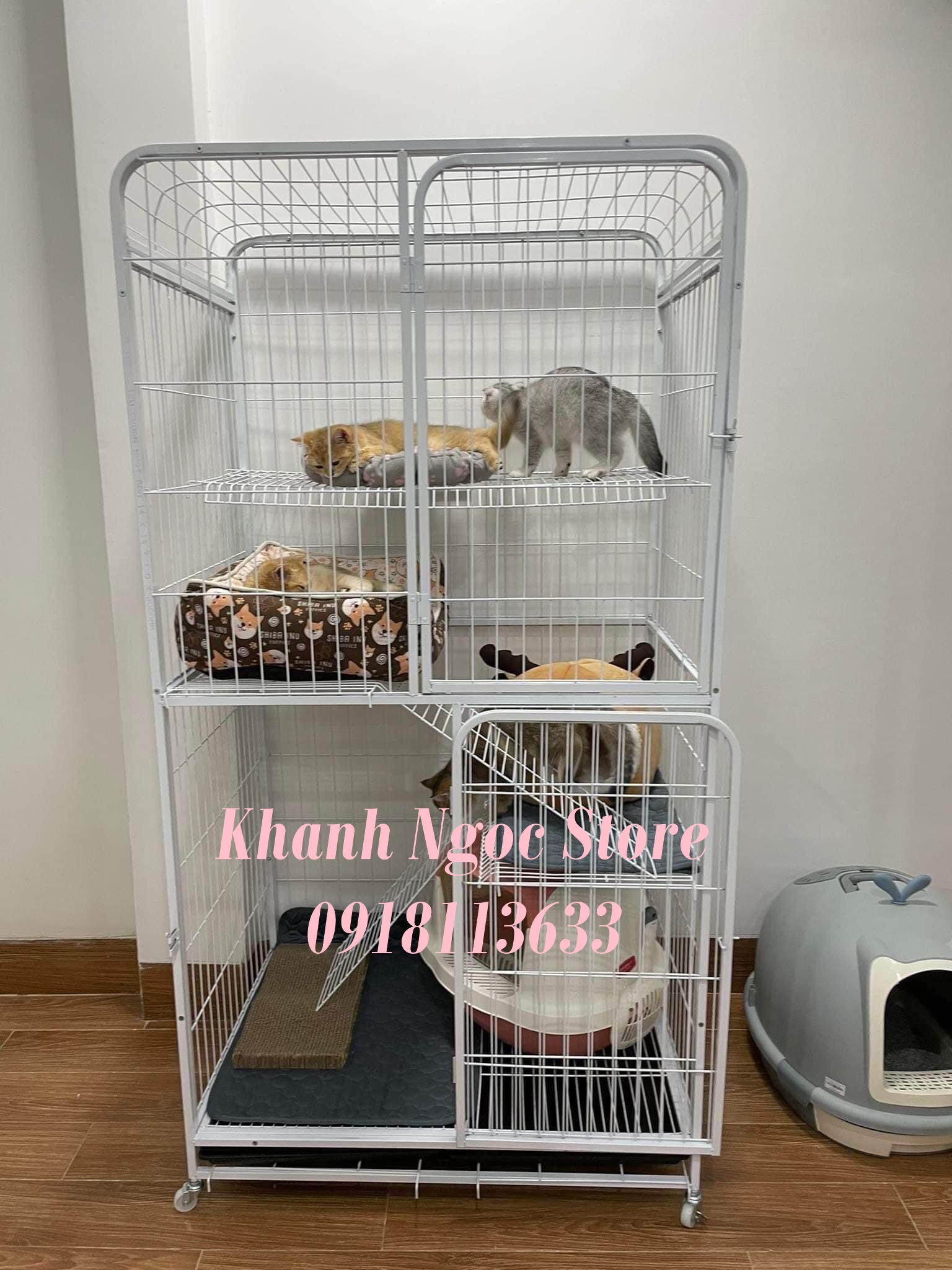 Chuồng mèo nan ống 3 ,4 tầng