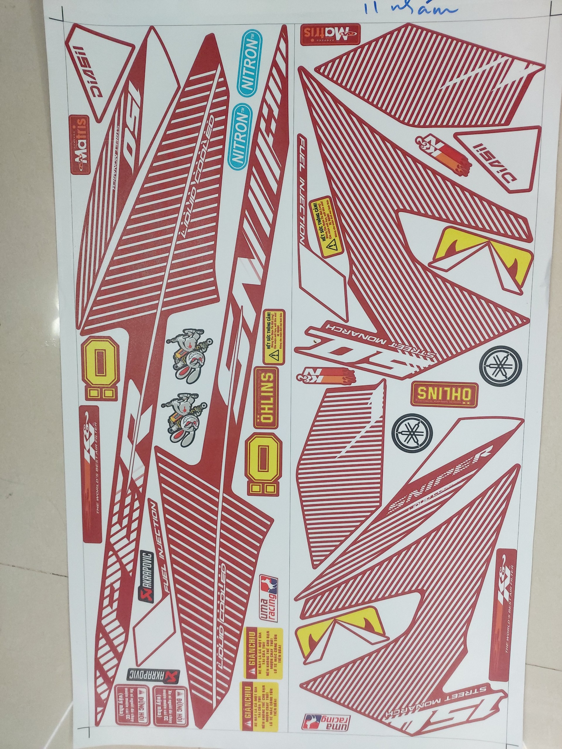 Tem exciter 150 snip sọc tặng kèm logo