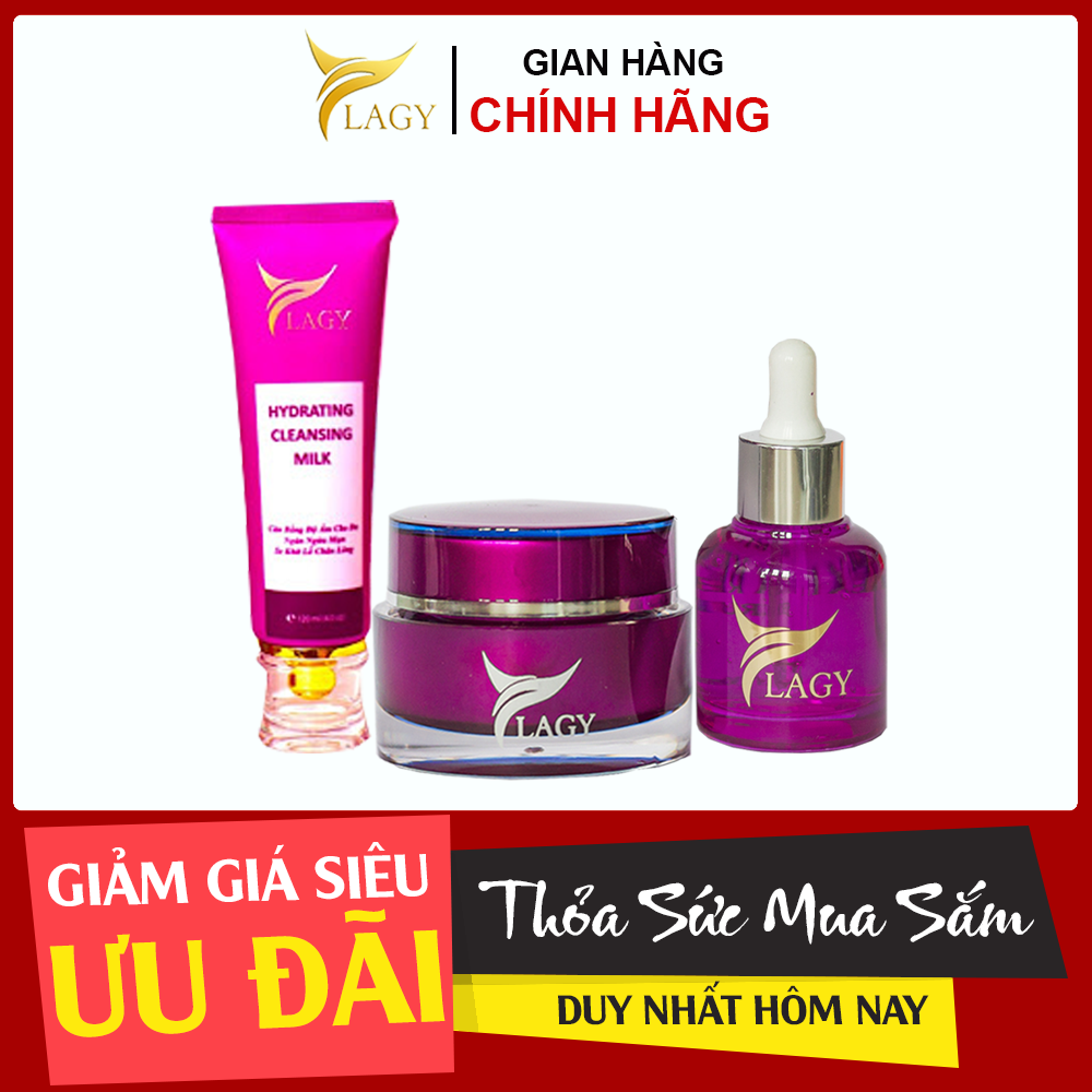 Combo kem face Collagen Sữa non và Serum, Sữa rửa mặt YLAGY dưỡng trắng da, loại bỏ nám, tàn nhang