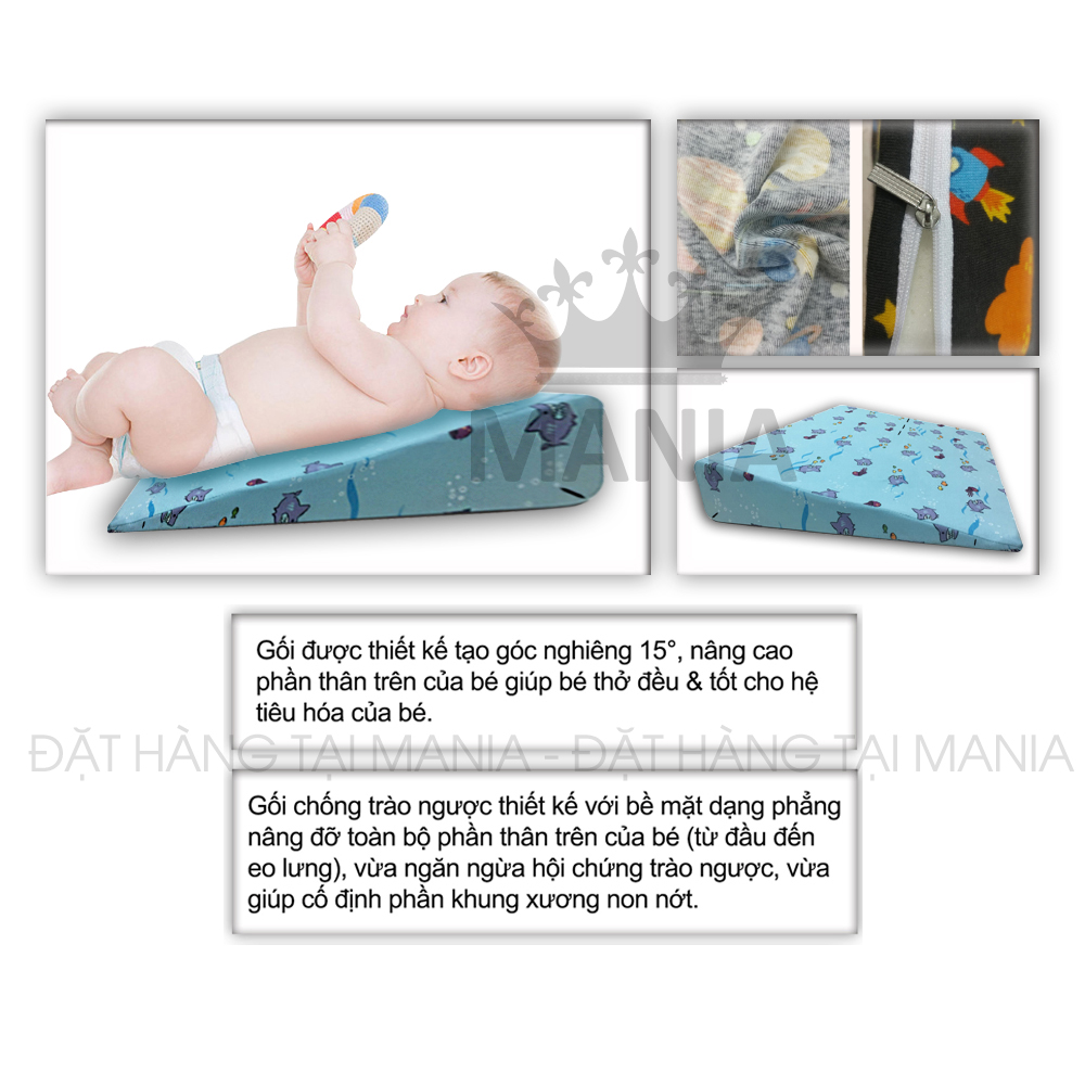 gối chống trào ngược cho bé akita g24 gối dốc 15 độ lõi 100% polyunethane độ đàn hồi cao an toàn cho hệ tiêu hóa của bé, gối ngủ cho bé được bộ y tế khuyên dùng - shop mania 5