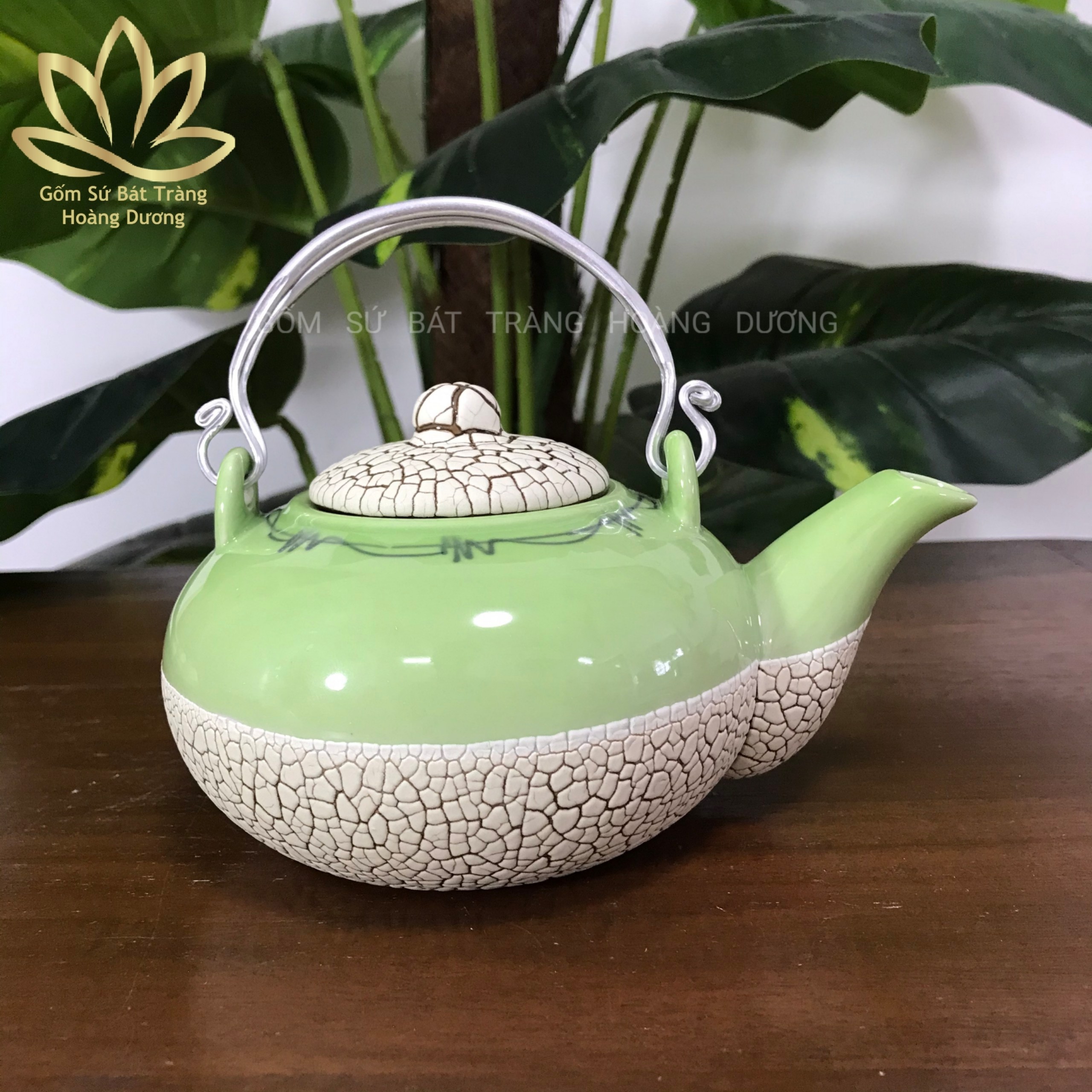 Ấm pha trà men rạn Bát Tràng dáng tròn 400ml