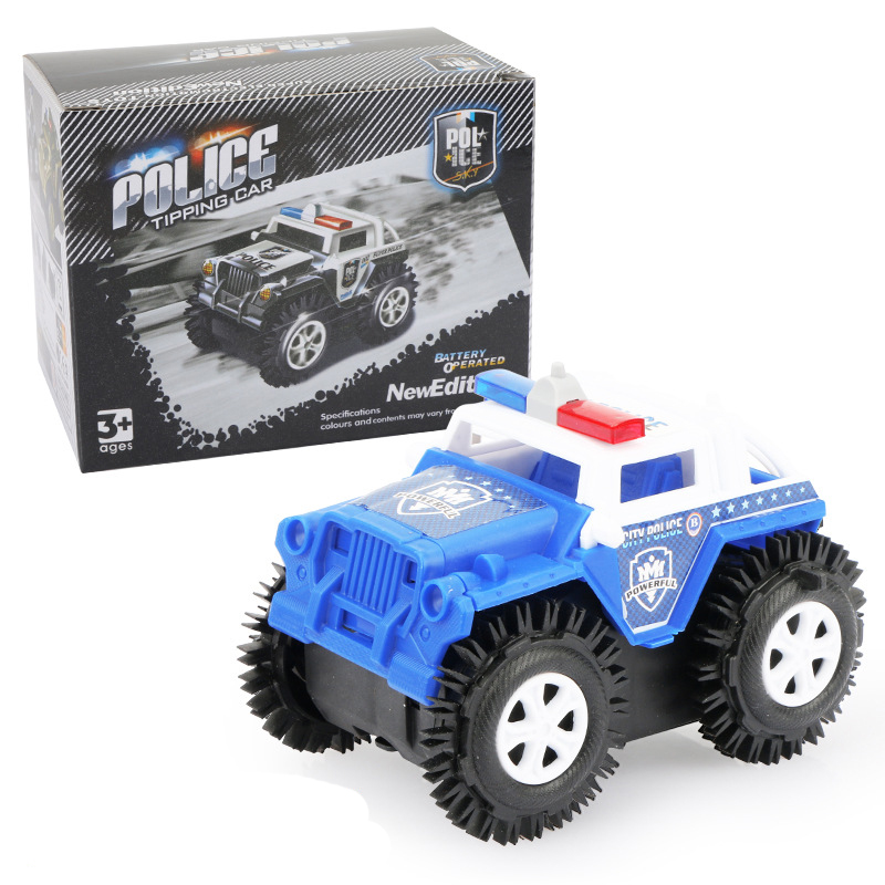 Xe ô tô đồ chơi chạy pin,xe cảnh sát cho bé, chạy bằng pin tiểu (màu xanh trắng-chưa kèm pin) nhựa ABS an toàn
