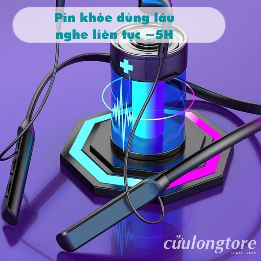 Tai Nghe Bluetooth Đeo Cổ J21 không dây 5.0 kiểu dáng thể thao có mic, tai nghe ko dây điện thoại nhét tai treo cổ cute