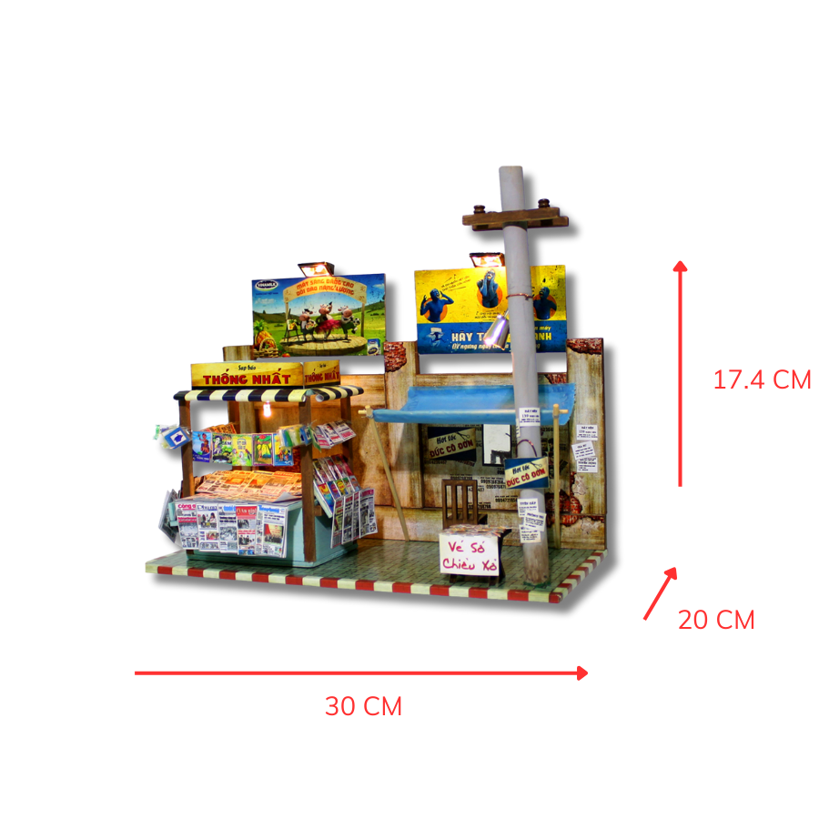 MÔ HÌNH TỰ LẮP RÁP DIY SÀI GÒN XƯA - SẠP BÁO SÀI GÒN - AD01 - MÔ HÌNH BẰNG GỖ TỰ LẮP RÁP