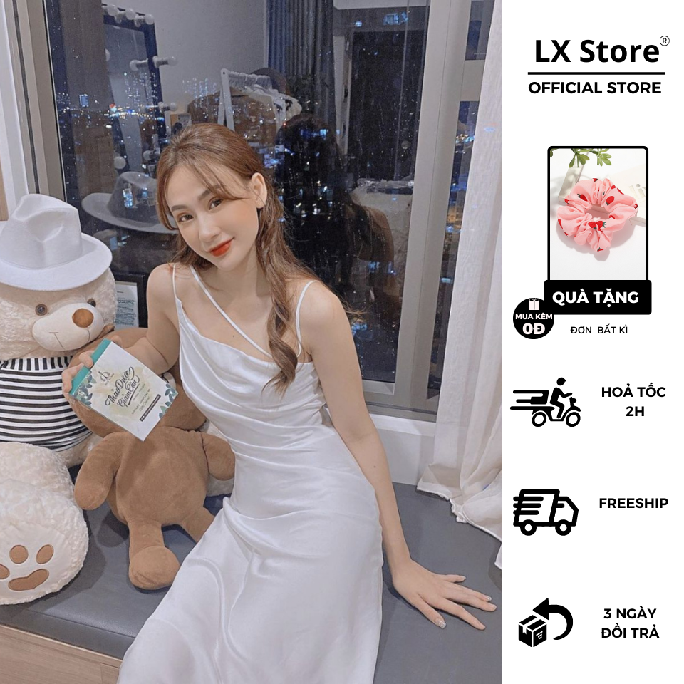 Đầm Maxi Phi Lụa Dây Kiểu (NUDE+TRẮNG)