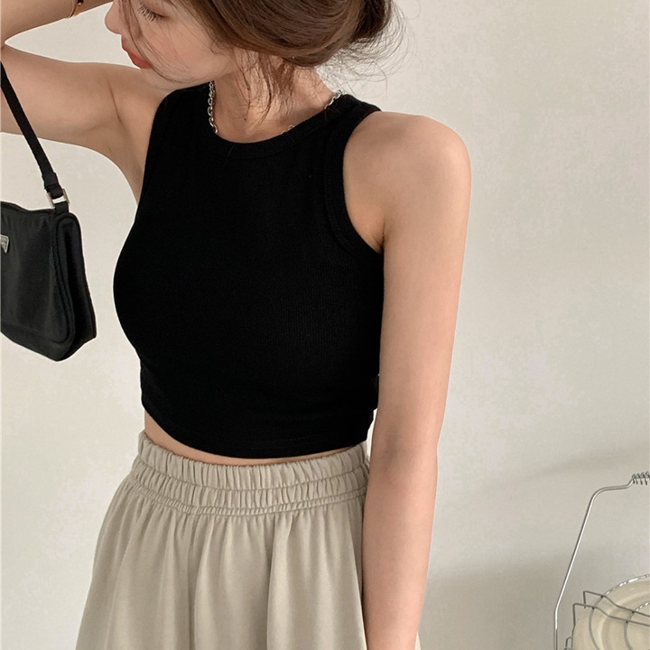 Áo Croptop Ba Lỗ Nữ Sát Nách Cổ Tròn From Ôm Basic - Tharo Clothing
