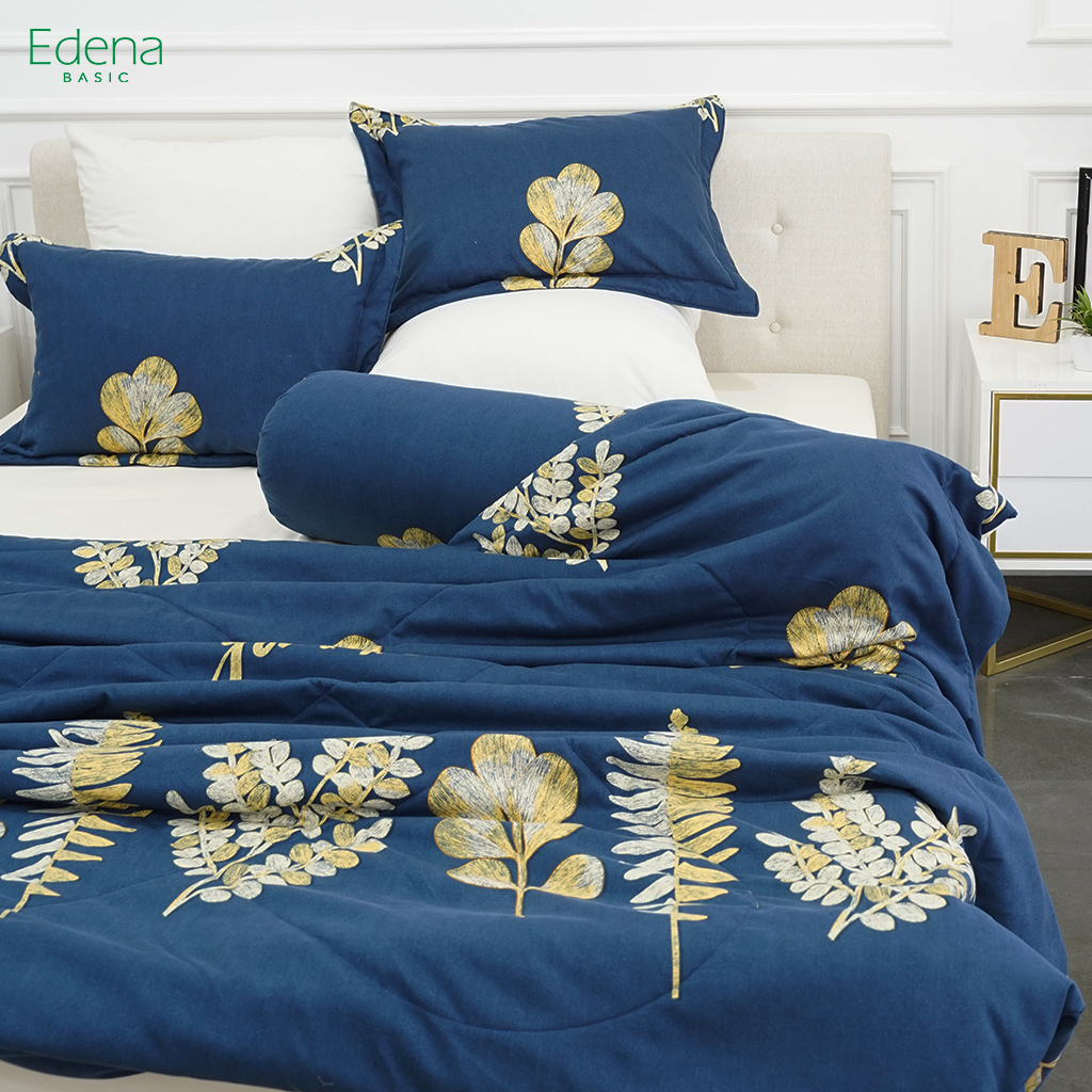 Bộ chăn ga chần gòn 5 món chất liệu Micro Silk cao cấp Edena Basic