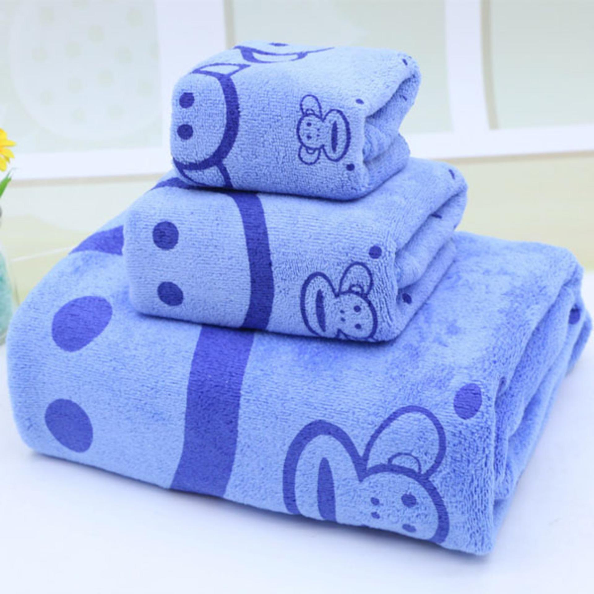 Combo 3 khăn tắm xanh thỏ tiện dụng