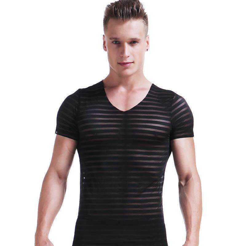 Summer men's seamless ice silk T-shirt men's short sleeve slim stretch youth quick-drying thin sports fitness shirt 054