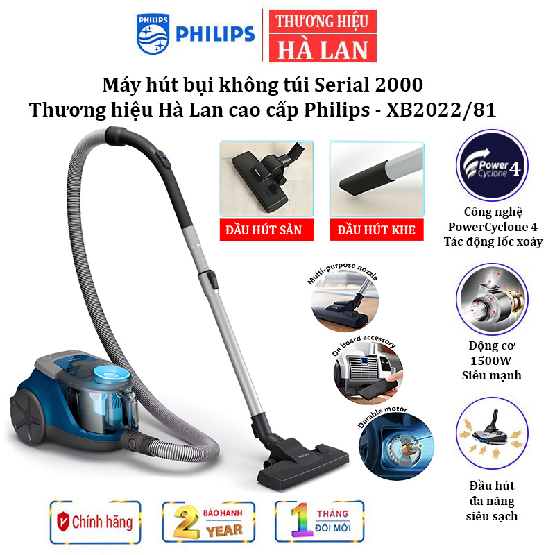 Premium Philips xb2022/81 Series 2000 bagless vacuum cleaner, powerciclismo 4, super clean air filter, 1500W high power-2 years warranty original